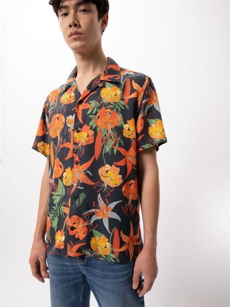 Chemise à manches courtes imprimée en coton bio - arvid lilies