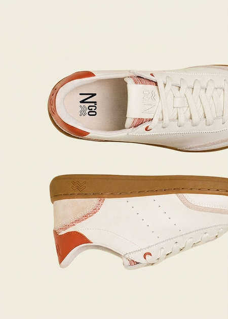 Baskets en cuir certifié | blanc-orange "Ha long spiced orange", N'go shoes, photo 3