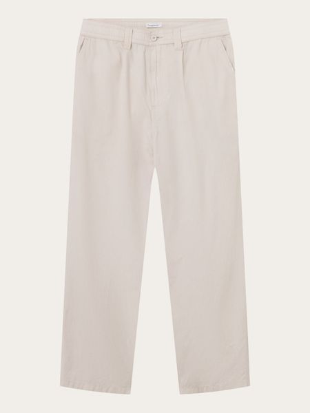 Pantalon léger beige en coton bio - loose slack pant light feather gray, Knowledge Cotton Apparel, photo 7