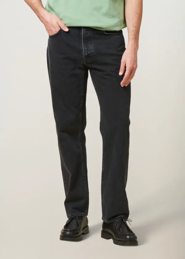 Jean droit large en coton bio | noir "rad rufus black vintage", Nudie Jeans