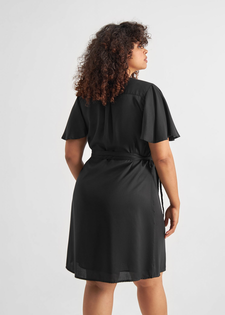 Robe portefeuille en tencel | noir "wrap dress kungshamn black", Dedicated, photo 4