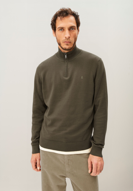 Pull col zippé droit en coton bio, Armedangels