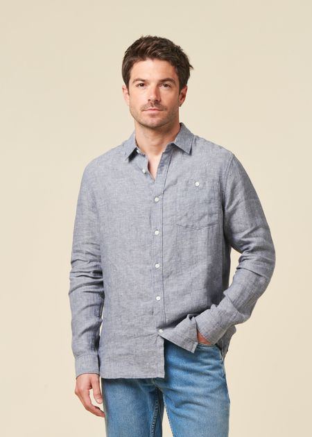 Chemise en lin biologique | vintage indigo "regular linen shirt vintage indigo"