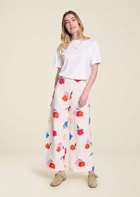 Pantalon ample en coton bio | bouquet "pauline - anémones" - émoi émoi