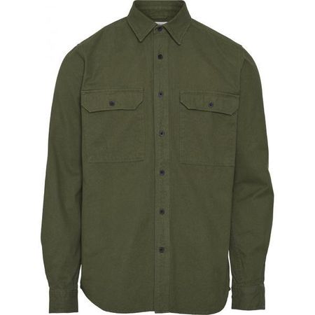 Surchemise manches longues verte effet moleskine en coton bio