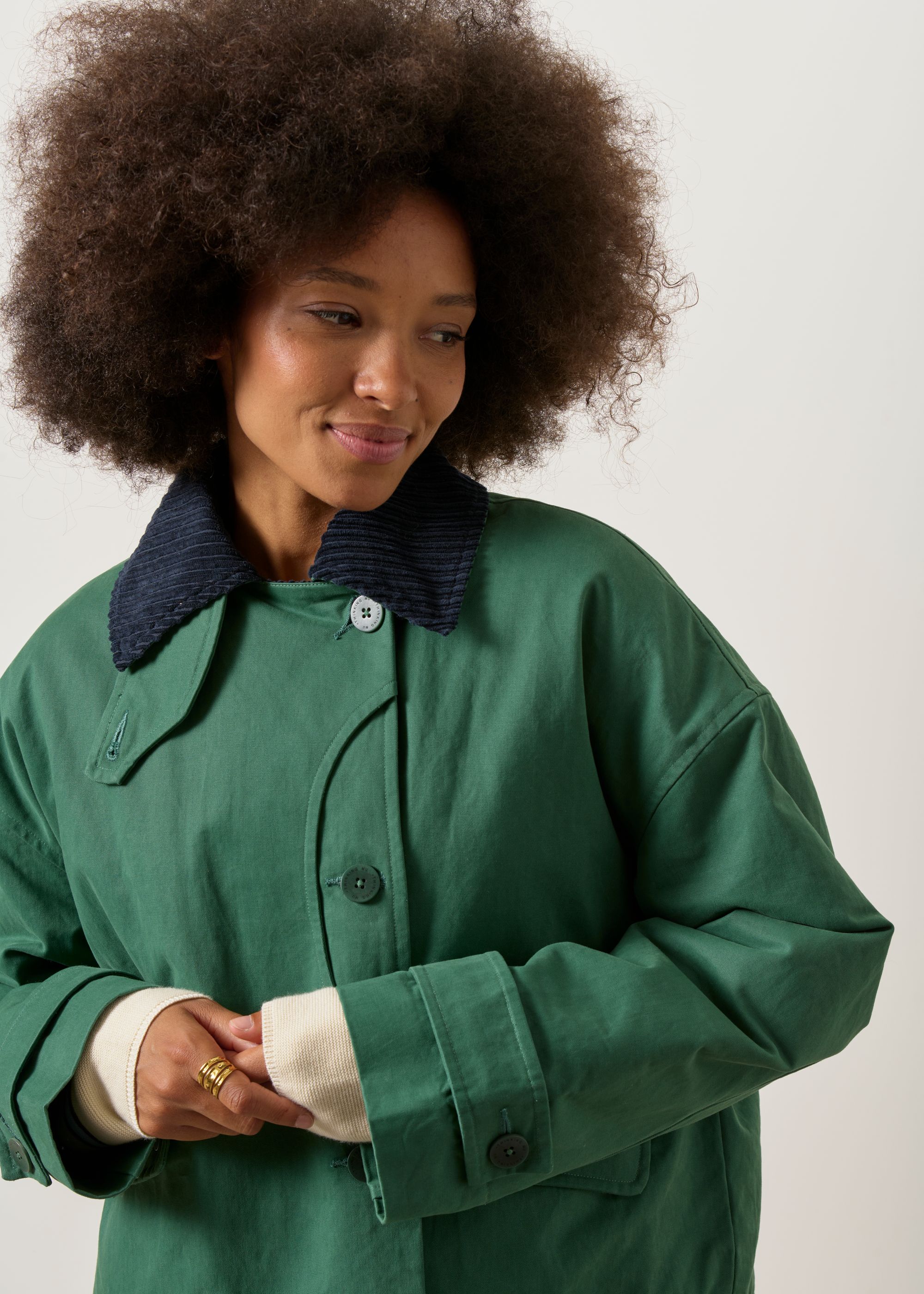 Veste en coton bio | vert "Dark green and navy norma jacket", Thinking Mu, photo 2