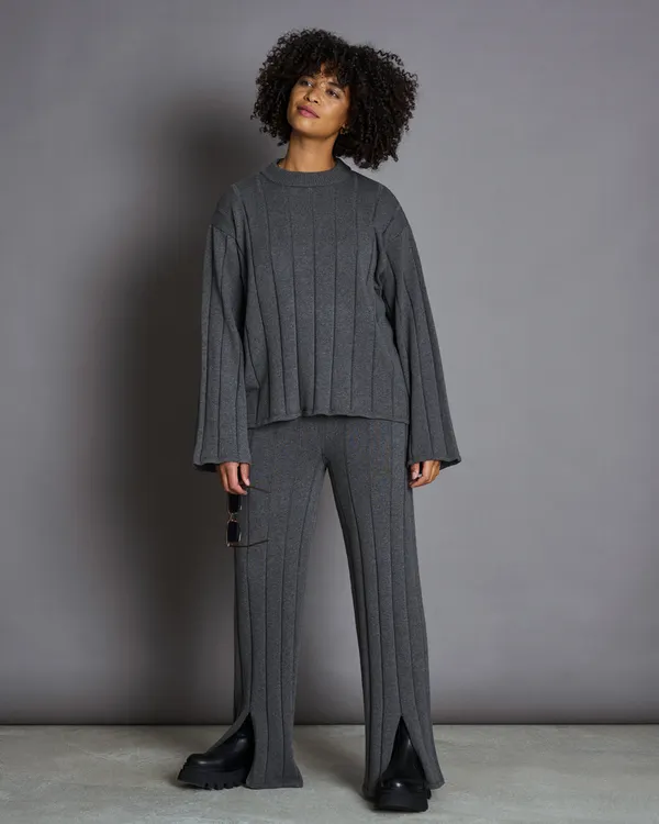 Lockerer Strickpullover aus Bio-Baumwolle | Dunkelgrau "tica dark grey", Jan'n June