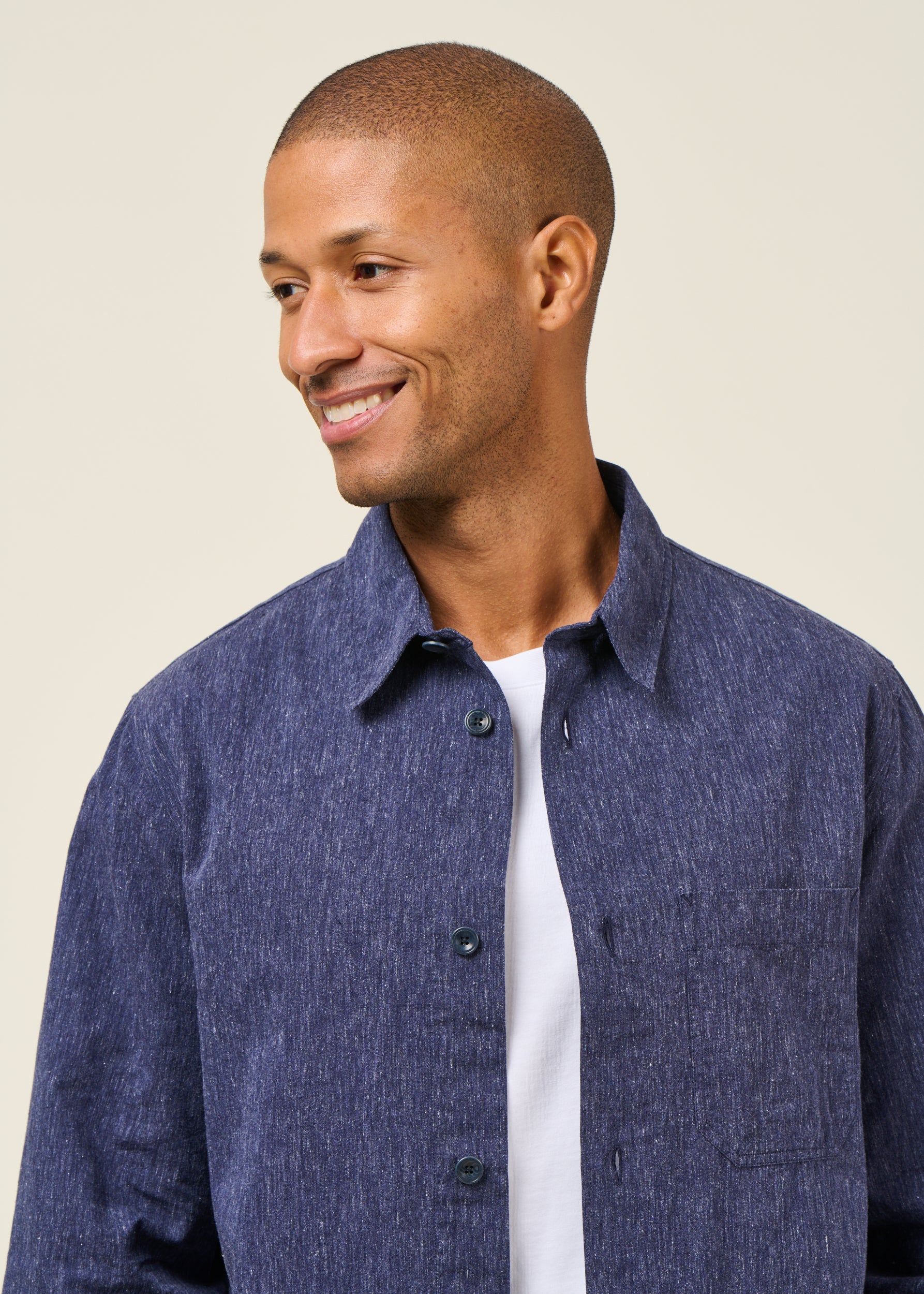 Chemise en coton bio | bleu "casual shirt - speckled navy", Rotholz, photo 2