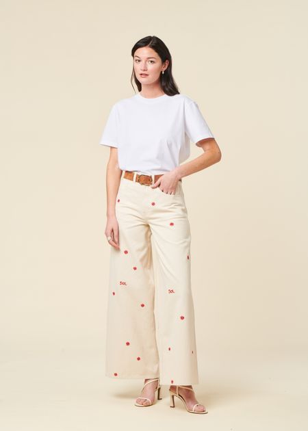 Weite Jeans aus Bio-Baumwolle | Ecru "sol chain hedda pants", Thinking Mu, Foto 1