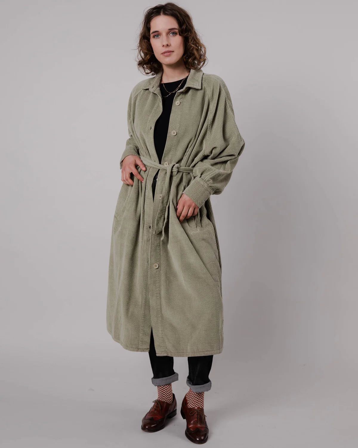 Cord-Trenchcoat aus Bio-Baumwolle | Hellkhaki "corduroy jacket pale green", Brava Fabrics, Foto 1