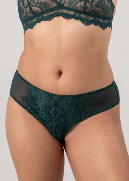 Slip aus Bio-Baumwolle | Grün "lace cheeky - pine", Understatement, Foto 2