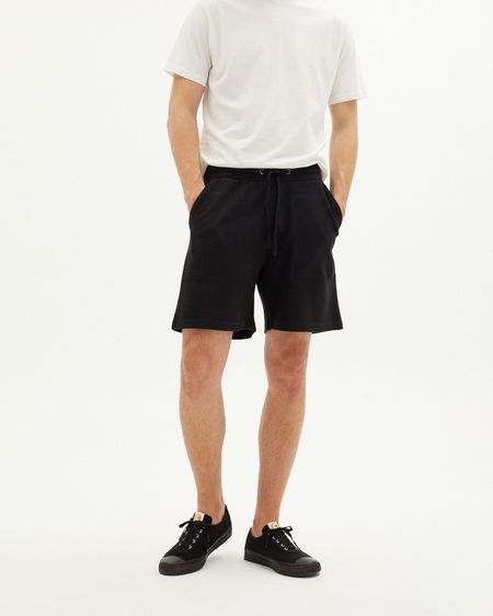 Short droit noir en coton bio et recyclé - black trash joseph shorts