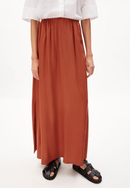 Jupe longue terracotta en viscose ecovero - catrionaa