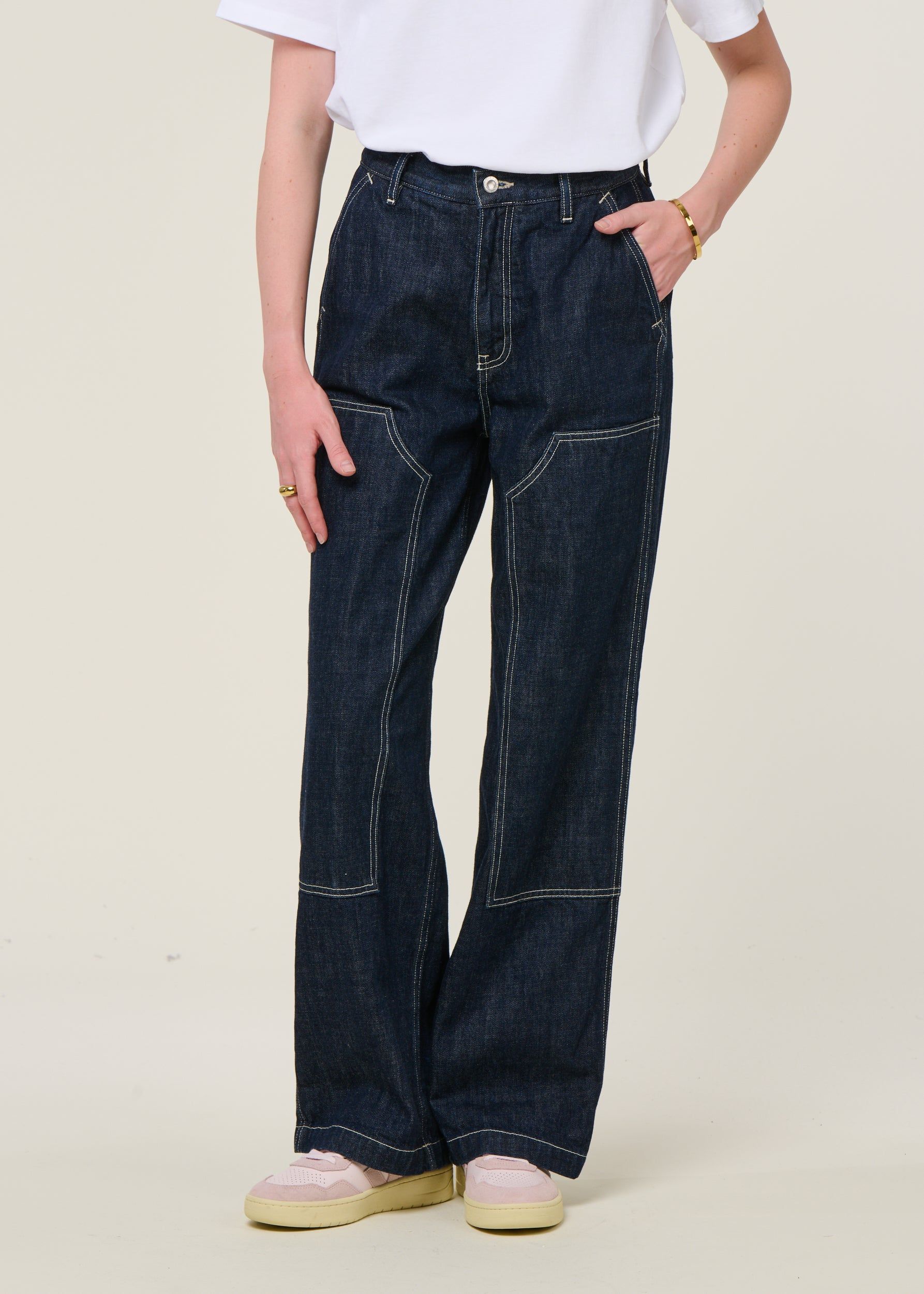 Jean en coton bio | bleu "wendy double knee denim pants - dark blue", Nudie Jeans, photo 3