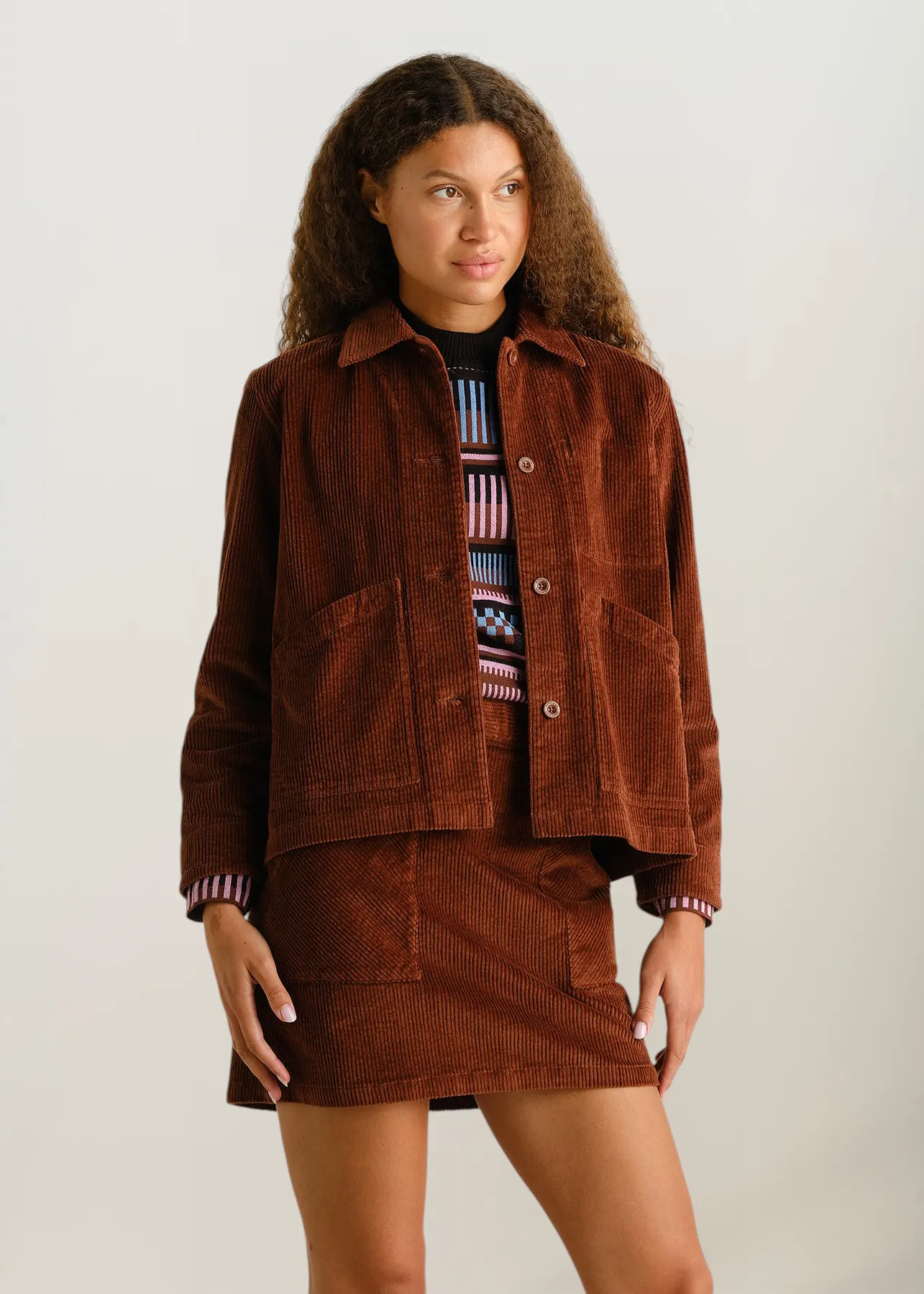  Jupe en velours côtelé en coton bio | marron "Skirt majorna corduroy cappuccino brown", Dedicated, photo 3