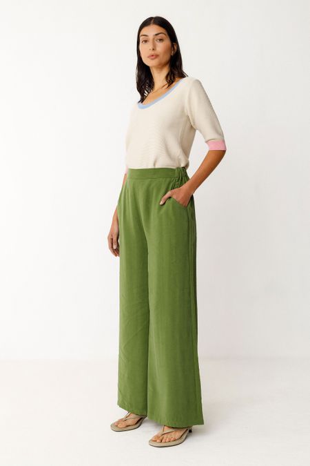 Pantalon palazzo en tencel | vert "klodin trouser - vert foncé" - SKFK