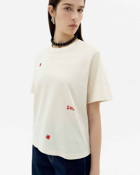 T-shirt en coton bio | blanc "solsol white lucia tee - white" - Thinking Mu