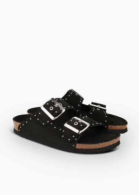 Sandales black en cuir certifié | noir "honolulu lead velour black" - Genuins