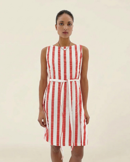 Kleid aus Bio-Baumwolle | Gestreift "red maxi stripes cecile dress", Thinking Mu, Foto 3