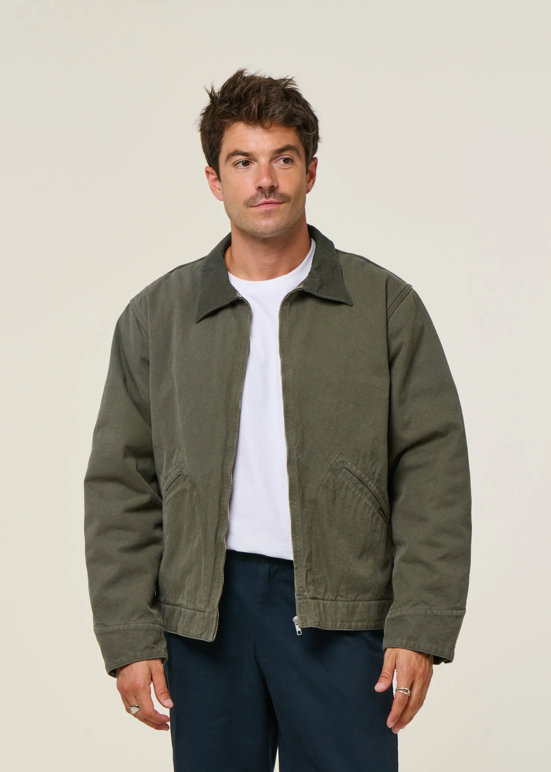 Veste en coton bio | vert "blake zip jacket duck canvas", Nudie Jeans, photo 2