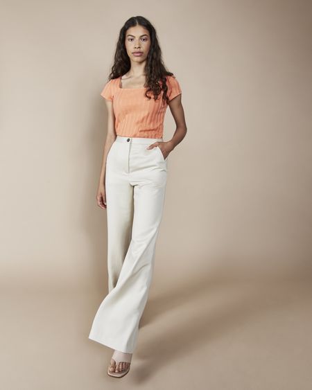 Pantalon large écru en tencel - arouca