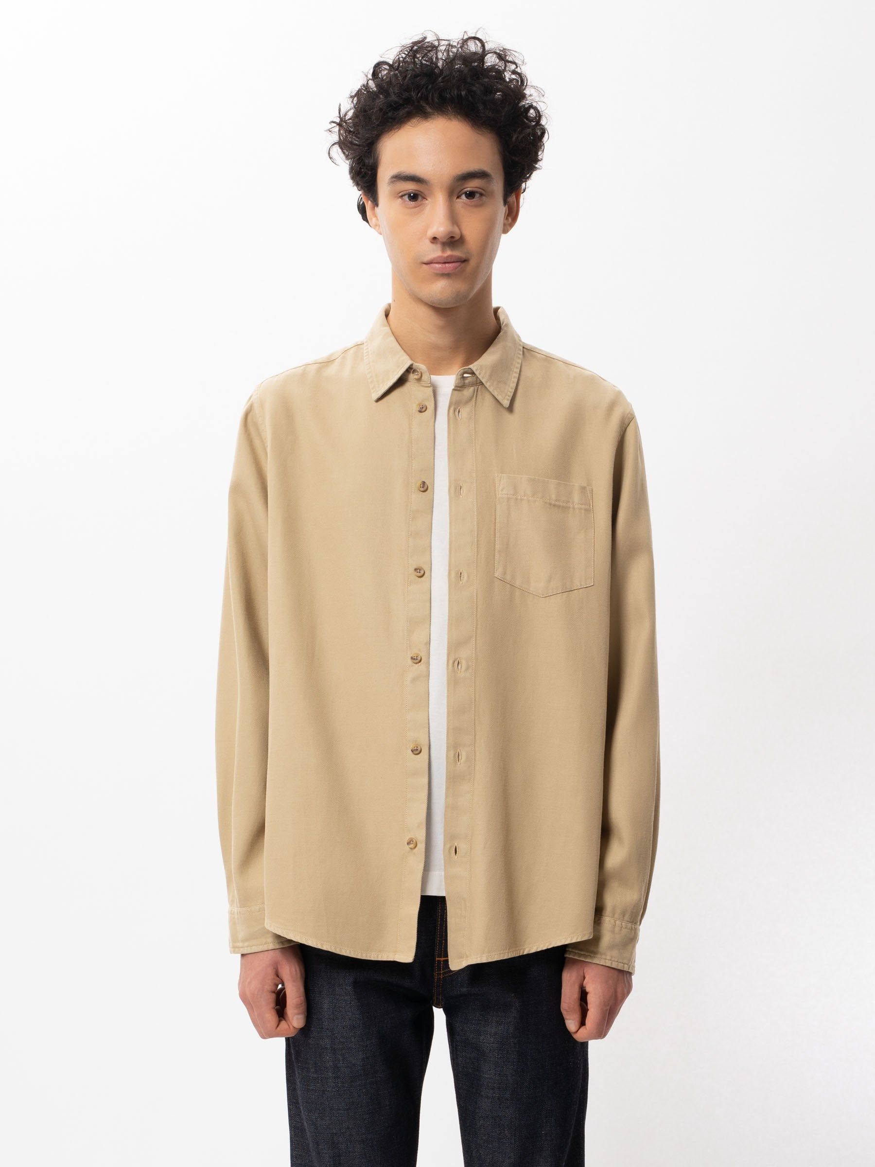 Chemise beige en twill de lyocell et coton - chuck fluid, Nudie Jeans, photo 1