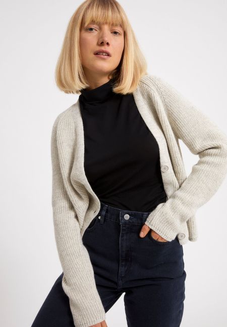 Gilet gris clair en coton bio - adriaane light grey melange