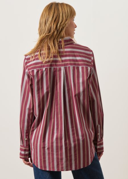 Weites Hemd aus Bio-Baumwolle | Gestreift "Stripe loose shirt blouse | velvet red-amberwood", Armedangels, Foto 4