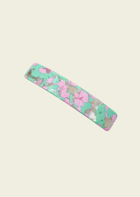 Barrette à cheveux en acétate | vert et rose "barrette 9cm - sunny"