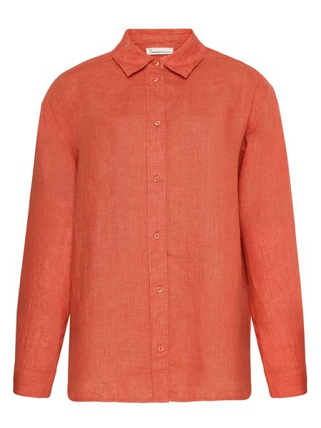 Hemd aus Bio-Leinen | rot "loose linen long sleeved shirt - langoustino", Knowledge Cotton Apparel, Foto 1