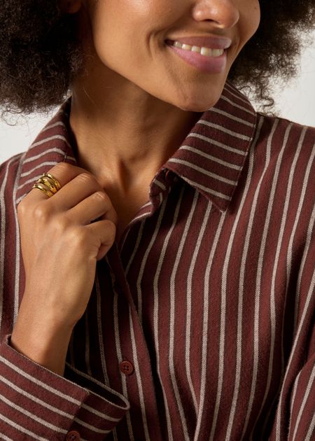 Chemise flanelle en coton bio | multicolore "O'hara brushed stripes manuela blouse" - Thinking Mu