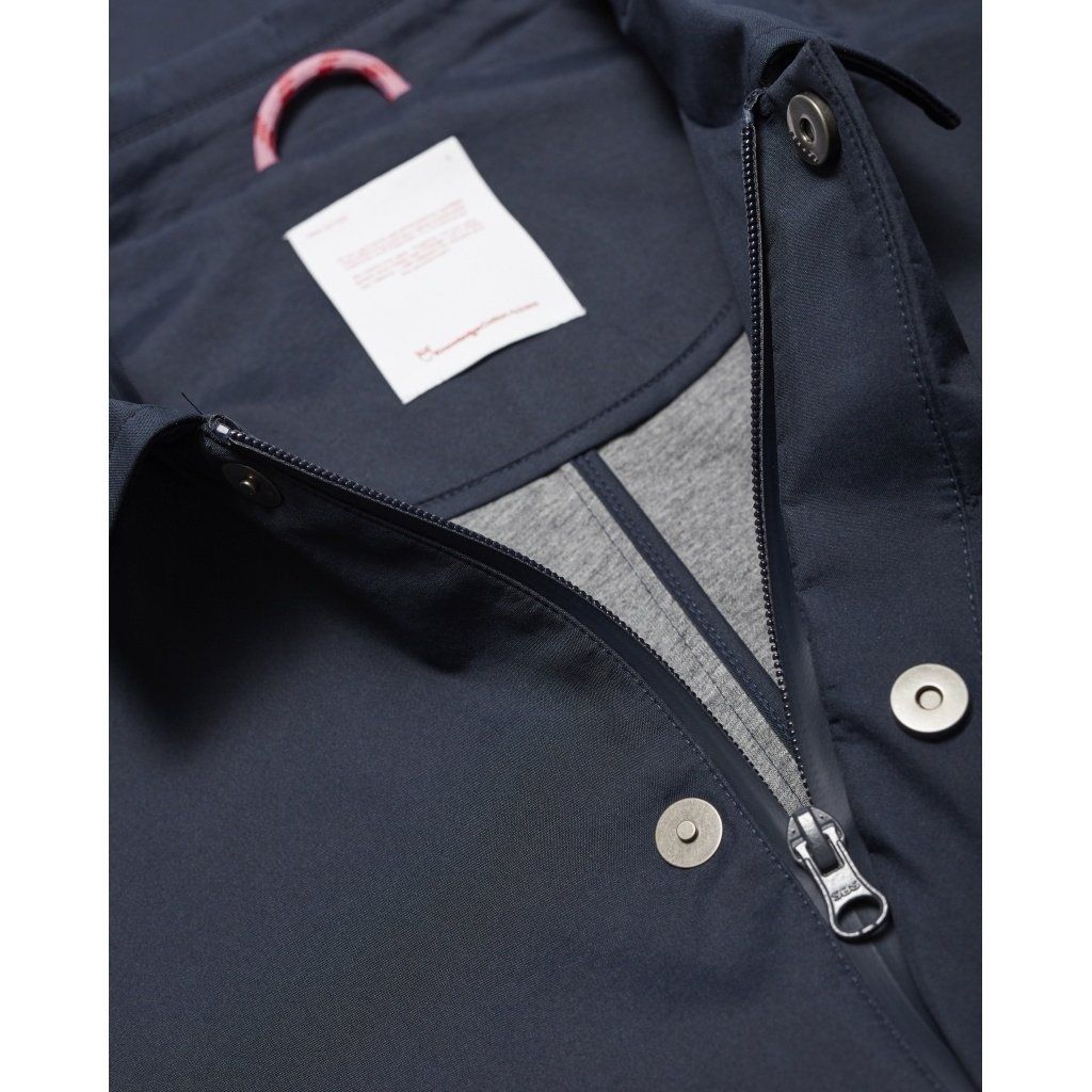 Manteau car coat bleu nuit en coton bio et polyester recyclé - beech, Knowledge Cotton Apparel, photo 3