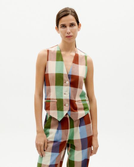Gilet sans manches en coton bio | multicolore "colorful edith vest" - Thinking Mu