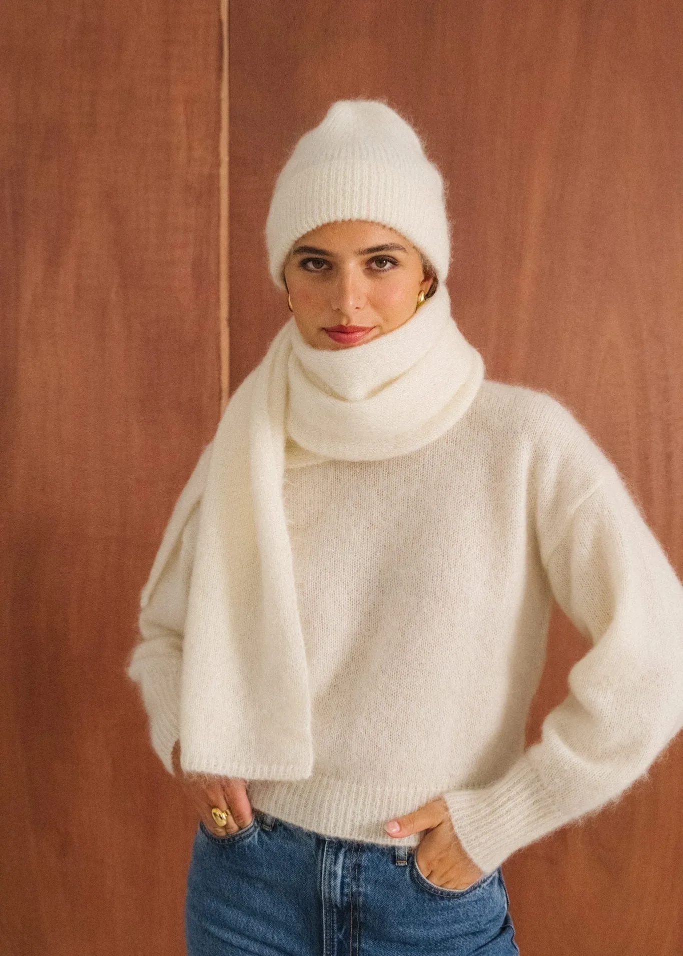 Echarpe en mohair certifié | écru "éléanore", Bonjour Demain, photo 5