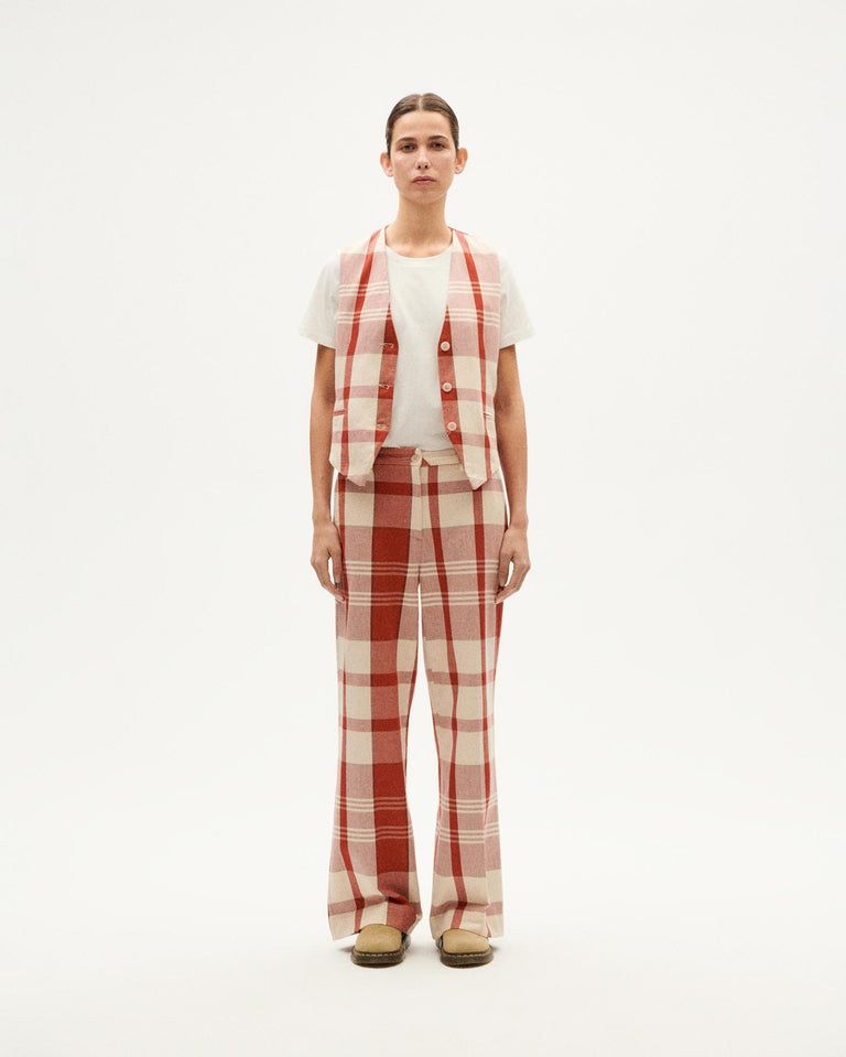 Karierte Hose mit lockerem Schnitt aus Bio-Baumwolle | Rot "picnic checks hermione pants multicolor", Thinking Mu, Foto 3