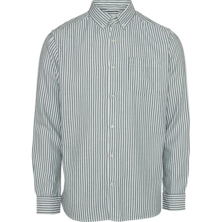 Chemise rayée vert en coton bio et tencel - stipped twill