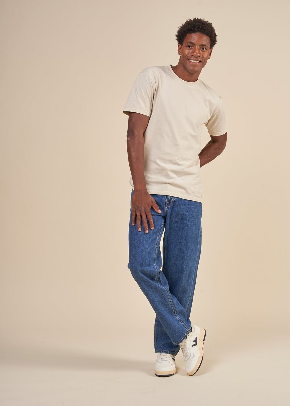Jean droit en coton bio | bleu 