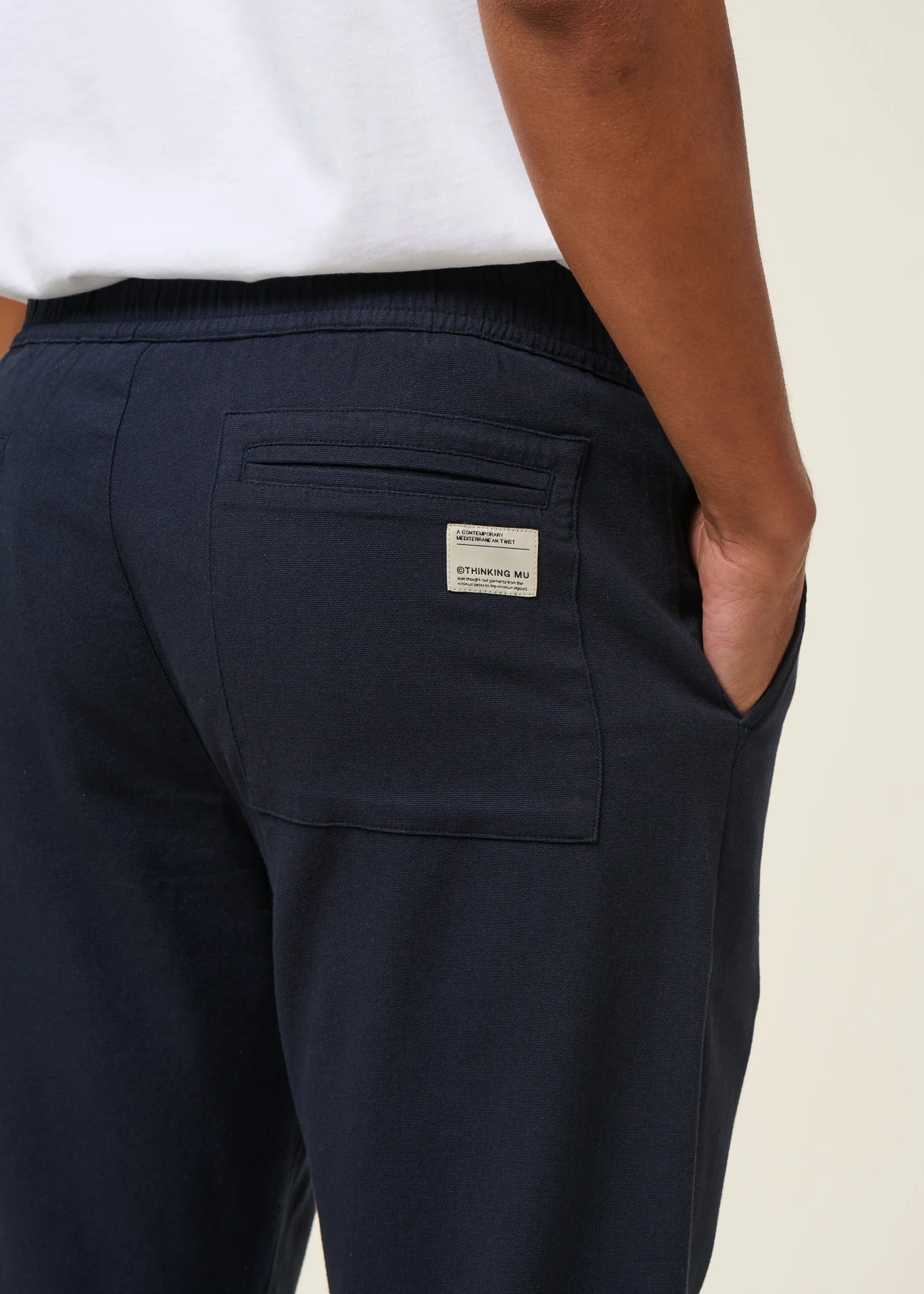 Pantalon droit marine en coton bio - navy travel pants, Thinking Mu, photo 2