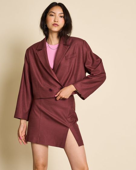 Blazer court marsala en ecovero - cropped blazer tulia marsala