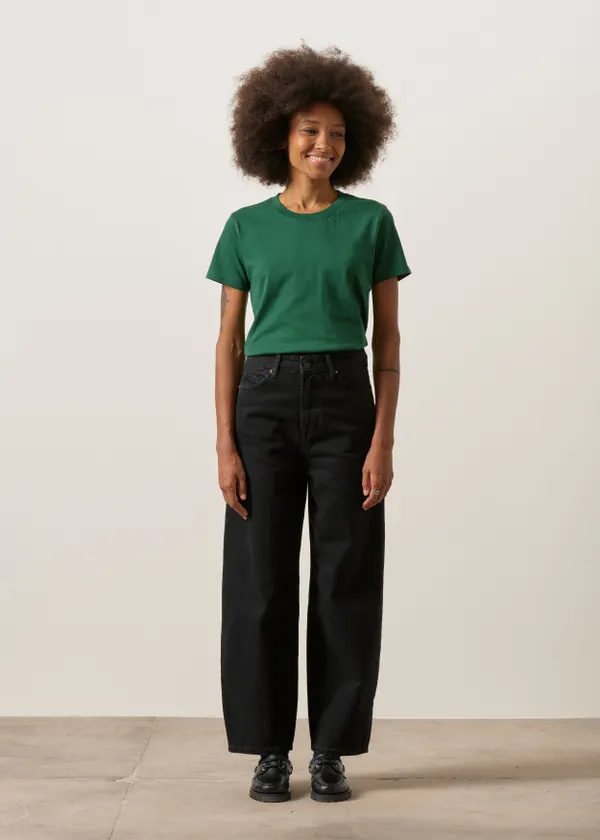 Jean ballon en coton recyclé | noir "leila cropped - holo black used", Kings of Indigo
