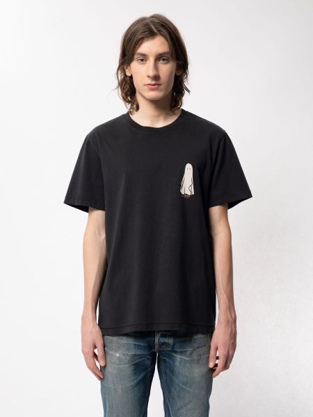 T-shirt imprimé noir en coton bio - roy ghost