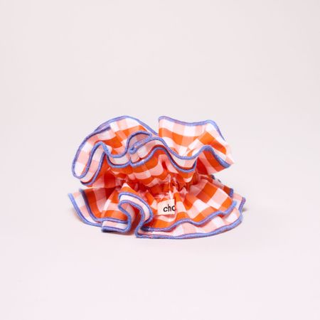 Maxi chouchou en matière upcyclée | vichy orange - Chou²