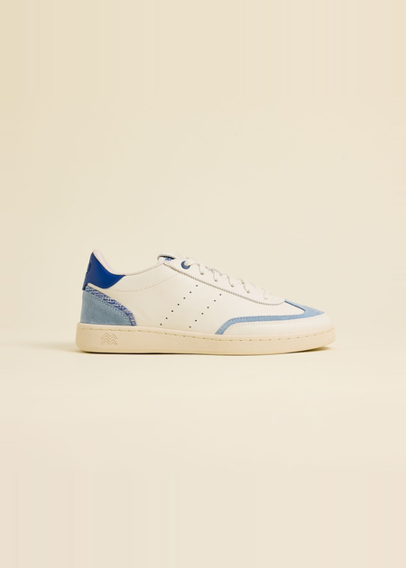 Baskets en cuir certifié | blanc bleu "Ha long daybreak blue" - N'go shoes