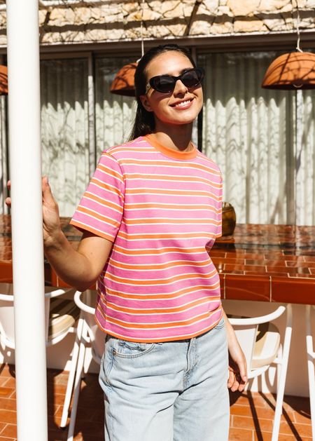 T-shirt boxy en coton bio | rayé rose, WeDressFair, photo 3
