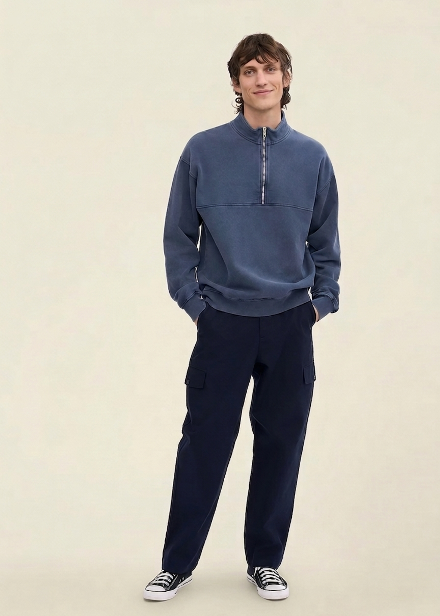 Sweatshirt mit Reißverschlusskragen aus Bio-Baumwolle | Blau "quarter zip - neptune blue", Colorful Standard, Foto 4