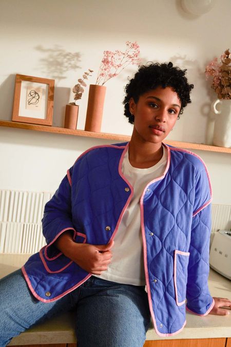 Veste matelassée coton bio | bleu et rose  - We Are Jolies