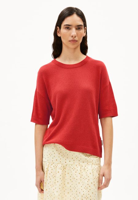 Top maille en lin, coton bio et ecovero | rose "lizaa lino - coral blush"