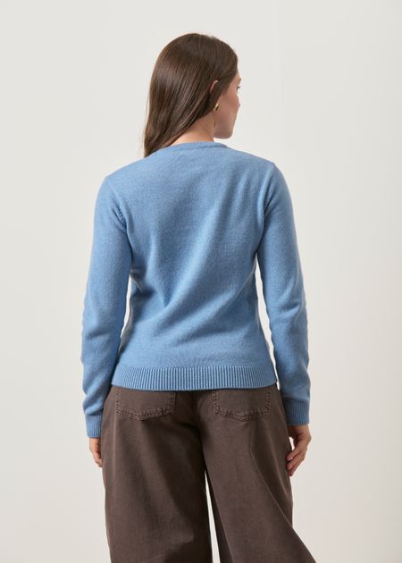 Pull régular en laine mérinos recyclée | bleu méditérranéen, WeDressFair, photo 3