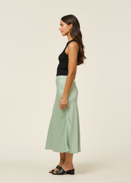 Jupe en satin recyclé | vert clair "lenovaa satin slip-skirt - foam", Armedangels, photo 5