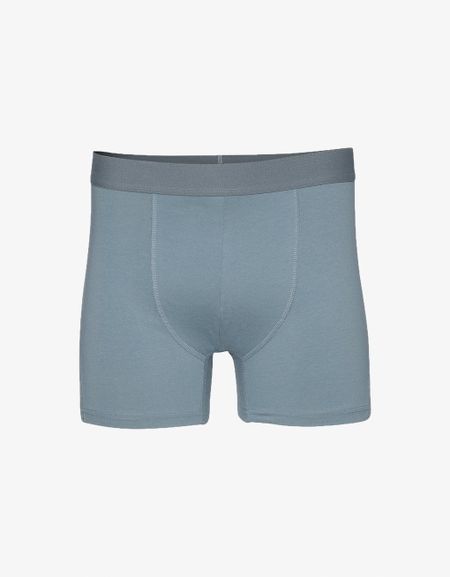 Boxer uni bleu en coton bio - stone blue